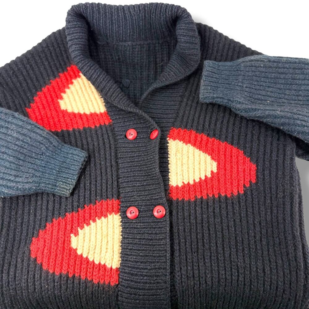 Vintage Handknit Heart Cardigan Chunky Wool One Of A Kind Cottagecore Y2K